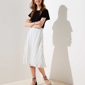 LOFT Striped Midi Skirt